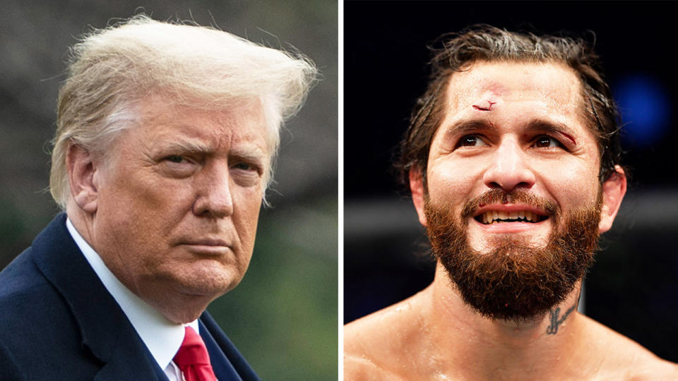 UFC star Jorge Masvidal (pictured right) after a fight and US President Donald Trump (pictured left).