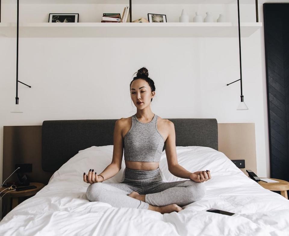 <h2>Find Some Stillness</h2> <p>If we've said it once, we've said it a million times: meditate! But seriously, the practice is proven to reduce stress and help you sleep more soundly.</p> <h4>@chrisellelim</h4> <p> <strong>Related Articles</strong> <ul> <li><a rel="nofollow noopener" href="http://thezoereport.com/fashion/style-tips/box-of-style-ways-to-wear-cape-trend/?utm_source=yahoo&utm_medium=syndication" target="_blank" data-ylk="slk:The Key Styling Piece Your Wardrobe Needs;elm:context_link;itc:0;sec:content-canvas" class="link ">The Key Styling Piece Your Wardrobe Needs</a></li><li><a rel="nofollow noopener" href="http://thezoereport.com/fashion/shopping/most-expensive-wedding-dresses/?utm_source=yahoo&utm_medium=syndication" target="_blank" data-ylk="slk:The Secrets Behind The Most Expensive Wedding Gowns On The Market;elm:context_link;itc:0;sec:content-canvas" class="link ">The Secrets Behind The Most Expensive Wedding Gowns On The Market</a></li><li><a rel="nofollow noopener" href="http://thezoereport.com/entertainment/celebrities/selena-gomez-justin-bieber-relationship-status/?utm_source=yahoo&utm_medium=syndication" target="_blank" data-ylk="slk:Selena Gomez And Justin Bieber Are Reportedly Back Together;elm:context_link;itc:0;sec:content-canvas" class="link ">Selena Gomez And Justin Bieber Are Reportedly Back Together</a></li> </ul> </p>