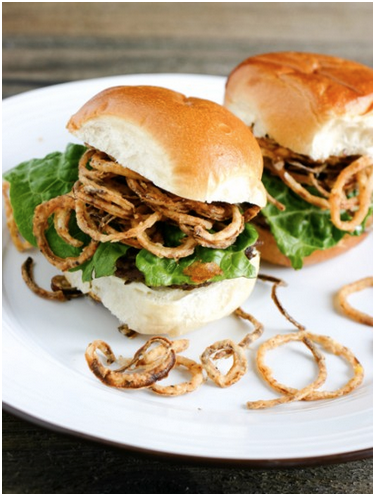 Tobacco Onion Ring Sliders with Apricot Chipotle Aioli