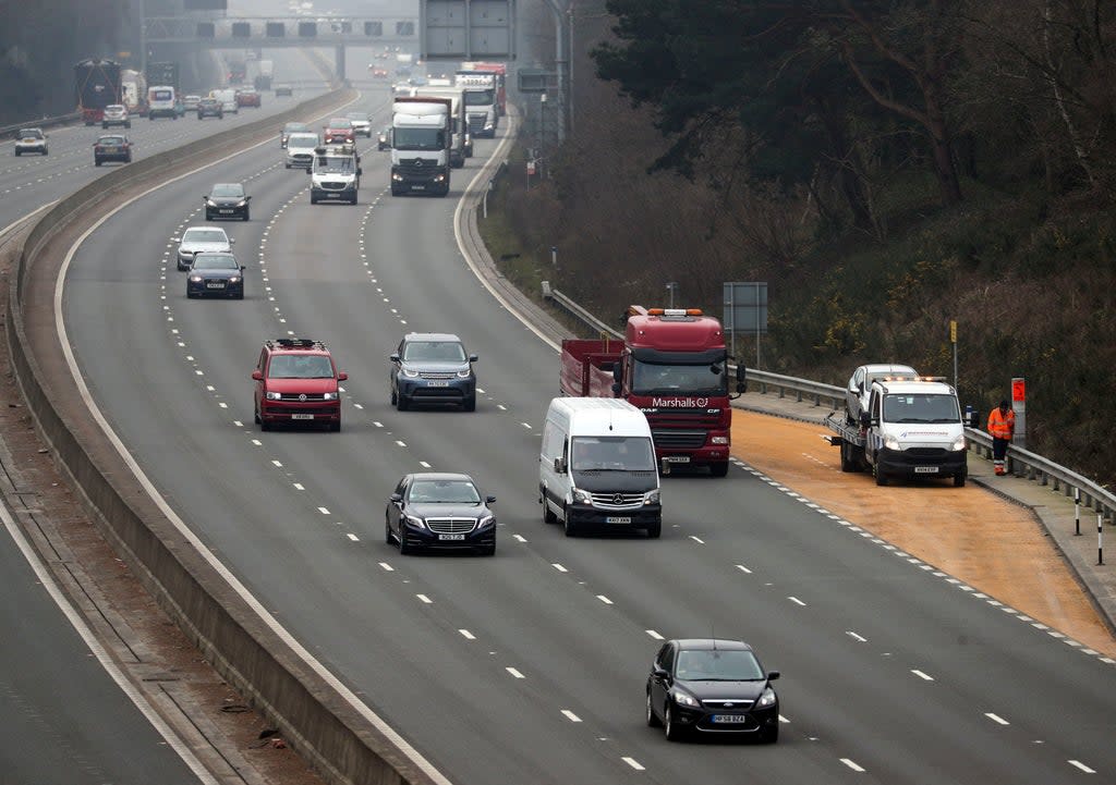 The M3 smart motorway near Camberley in Surrey (PA)