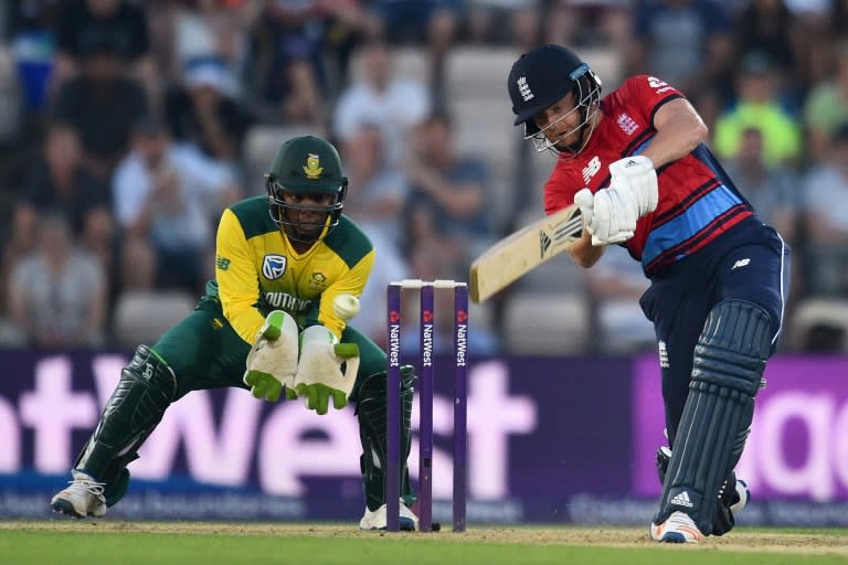 England's Jonny Bairstow plays a shot as South Africa's Mangaliso Mosehle keeps wicket on June 21, 2017