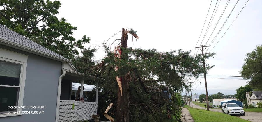 A storm caused extensive damage in Junction City on June 28, 2024. (Courtesy Jeffrey S Wenger DK101 Storm Spotter)