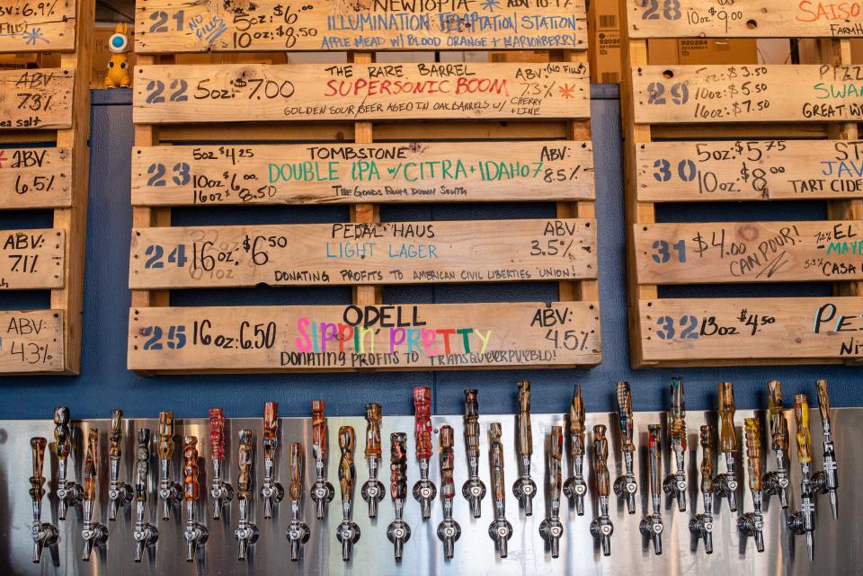Beer Barn serves 32 beers on tap.