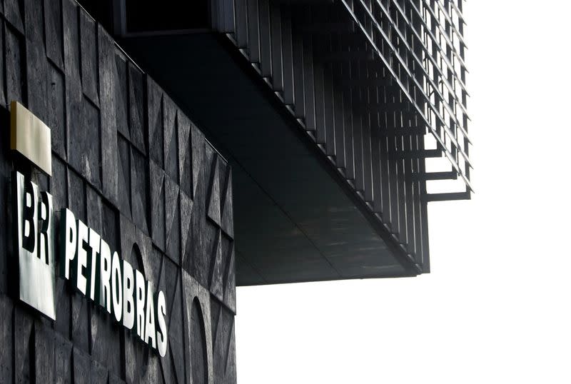 FILE PHOTO: A logo of Brazil's state-run Petrobras oil company is seen at their headquarters in Rio de Janeiro