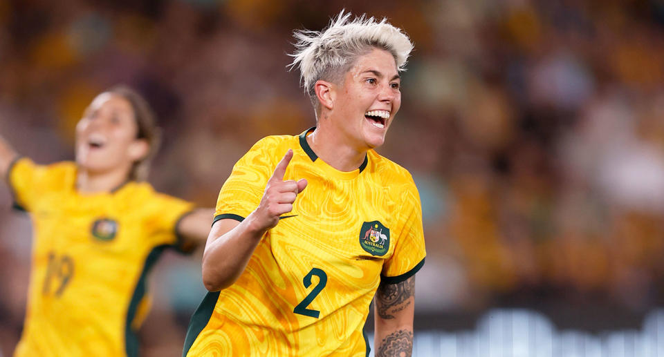 Seen here, Matildas striker Michelle Heyman.