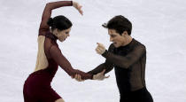 <p>FEBRUARY 20: Tessa Virtue and Scott Moir of Canada compete during the Figure Skating Ice Dance Free Dance program on day eleven of the PyeongChang 2018 Winter Olympic Games at Gangneung Ice Arena on February 20, 2018 in Gangneung, South Korea. (Photo by Jean Catuffe/Getty Images) </p>