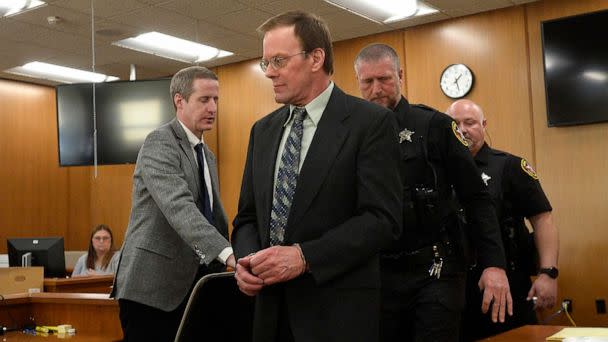 PHOTO: Mark Jensen, center, is led out of the courtroom after a guilty verdict in his trial at the Kenosha County Courthouse on Feb. 1, 2023, in Kenosha, Wis. (Sean Krajacic/The Kenosha News via AP, Pool)