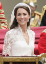 <p> Kate Middleton positively sparkled when she married Prince William at Westminster Abbey, London in 2011. The bride stunned in a white dress by Sarah Burton, the then-creative director at Alexander McQueen - but it was her tiara that stole the show. </p>