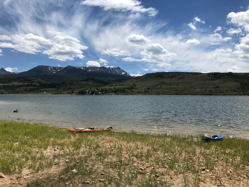 kayaks at lake