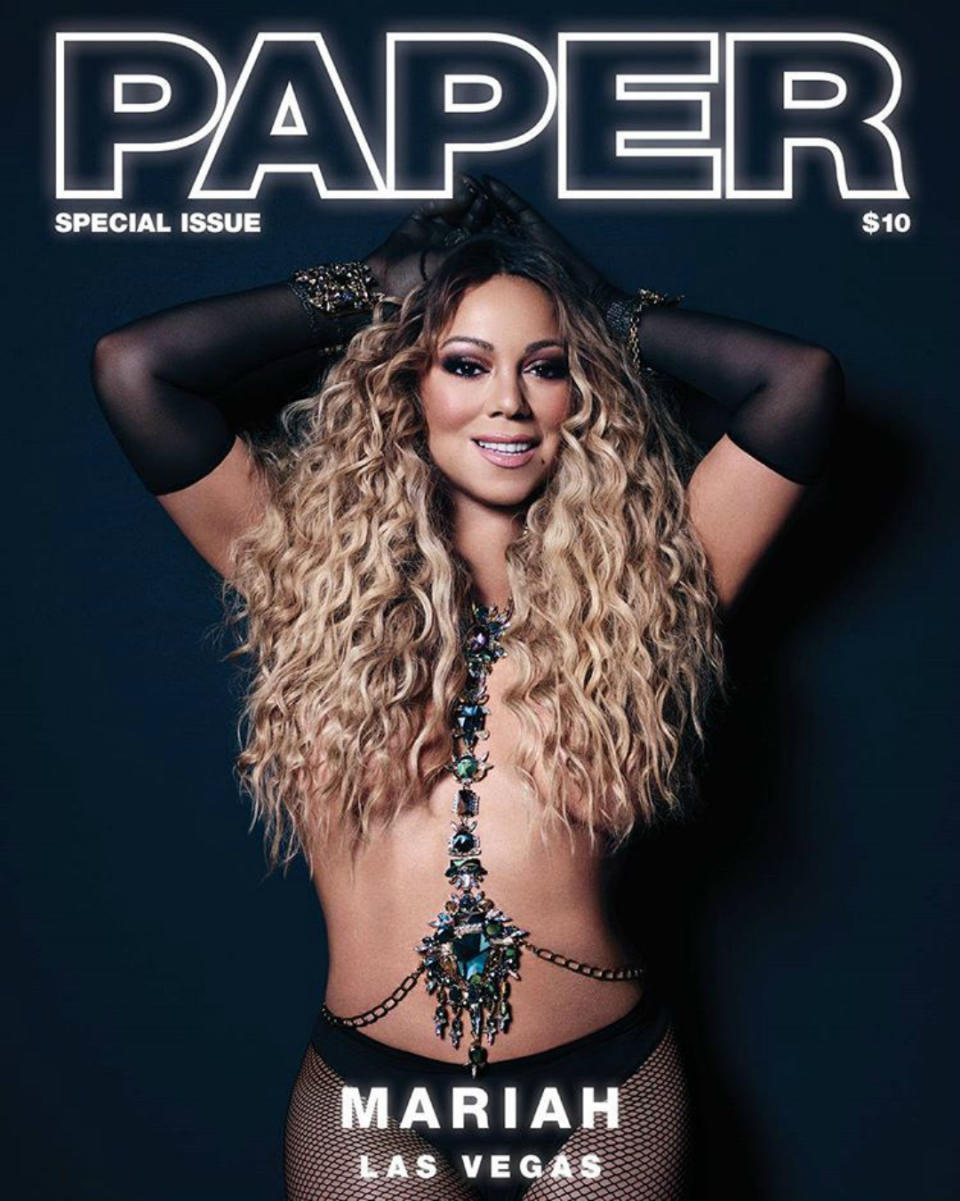 <p>En la portada que protagonizó en ‘Paper’ el año pasado, el retoque estaba mejor realizado, aunque igualmente era poco creíble. (Foto: Instagram / <a rel="nofollow noopener" href="http://www.instagram.com/mariahcarey/" target="_blank" data-ylk="slk:@mariahcarey;elm:context_link;itc:0;sec:content-canvas" class="link ">@mariahcarey</a>). </p>