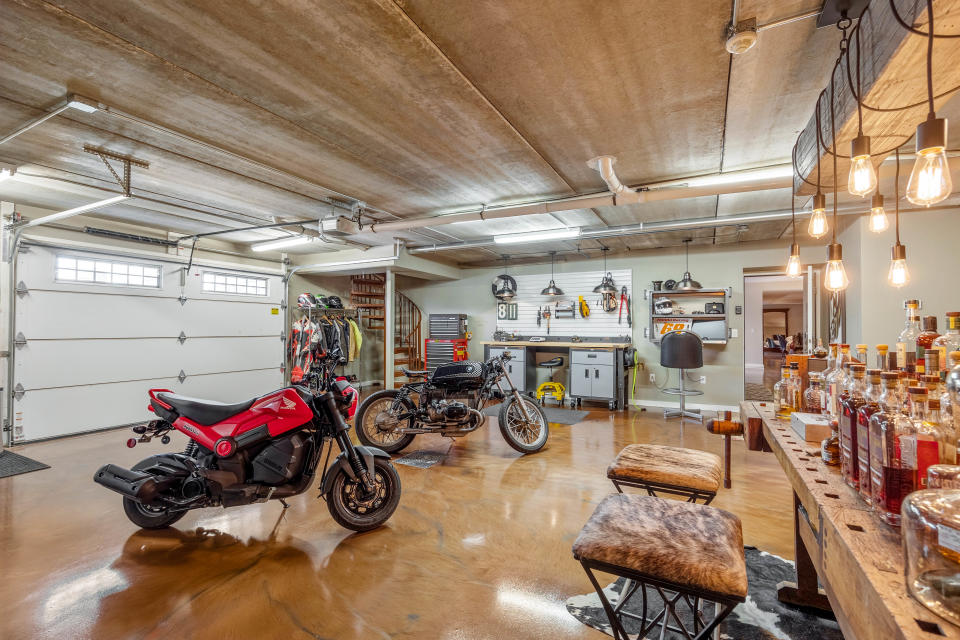 The garage offers 12 spaces with sealed floors.