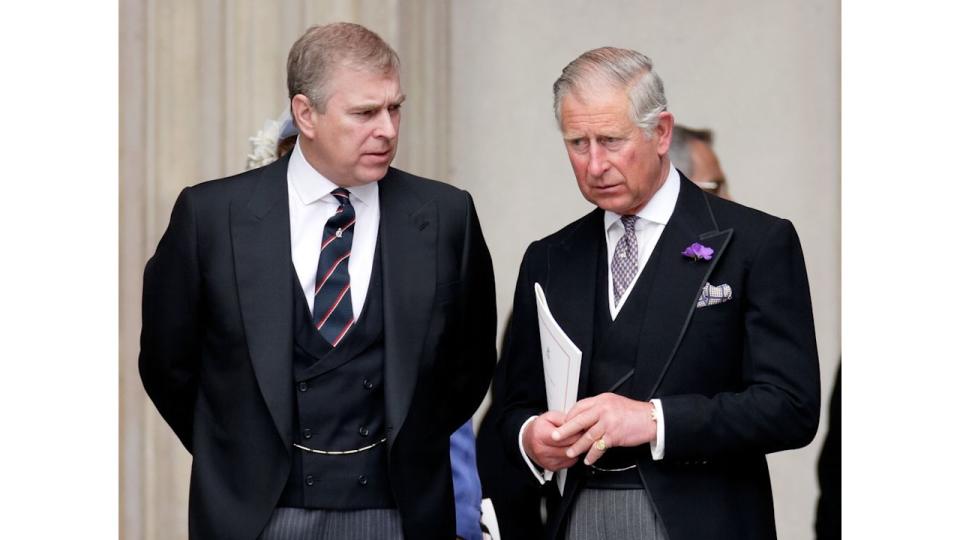 King Charles and Prince Andrew talking