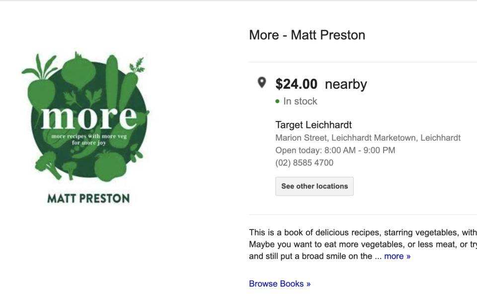 Matt Preston's cookbook, More. Source: Target Australia