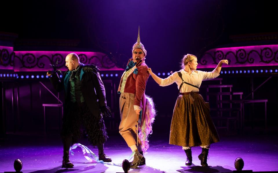 Samuel Pashby as Corby, Richard Conlon as Hamish the Unicorn and Rosie Graham as Gerda