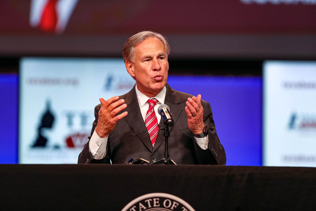 Texas Governor Greg Abbott delivered the keynote address at the Texas Values policy forum at the Great Hills Baptist Church in Austin, Texas on Sept. 24, 2021. As part of the address, Governor Abbott signed Senate Bill 4 into law in front of the crowd, which banned "mail-in abortions," like mail-order drugs and prevents physicians from prescribing abortion drugs to women more than seven weeks pregnant.