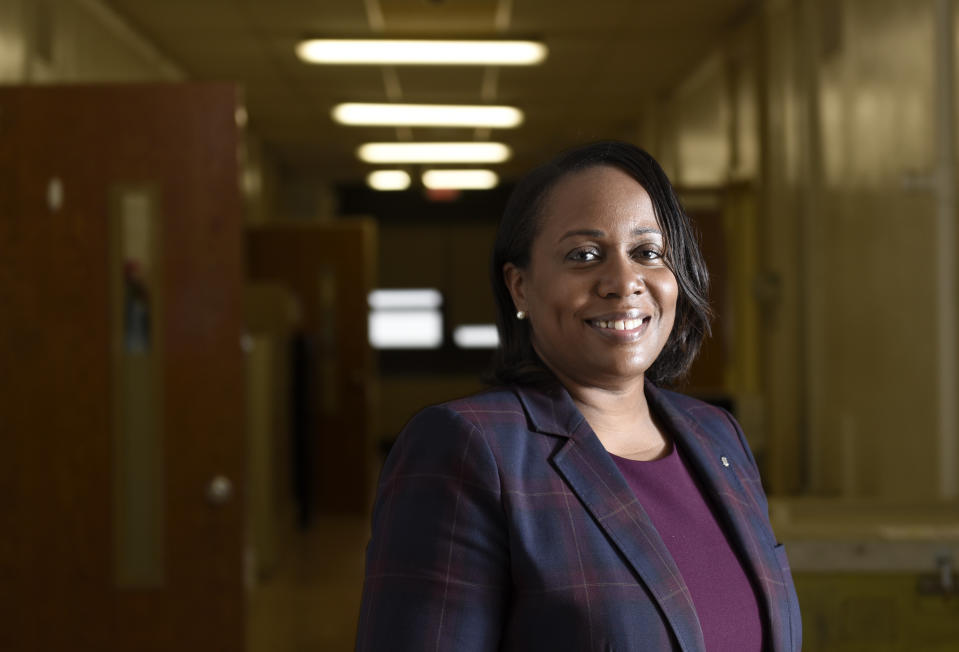 Camden City School District Superintendent Katrina McCombs poses for a portrait at the school district office, Wednesday, Oct. 21, 2020, in Camden, NJ. A complete picture has yet to emerge of how much learning was lost by students during the pandemic. (AP Photo/Michael Perez)