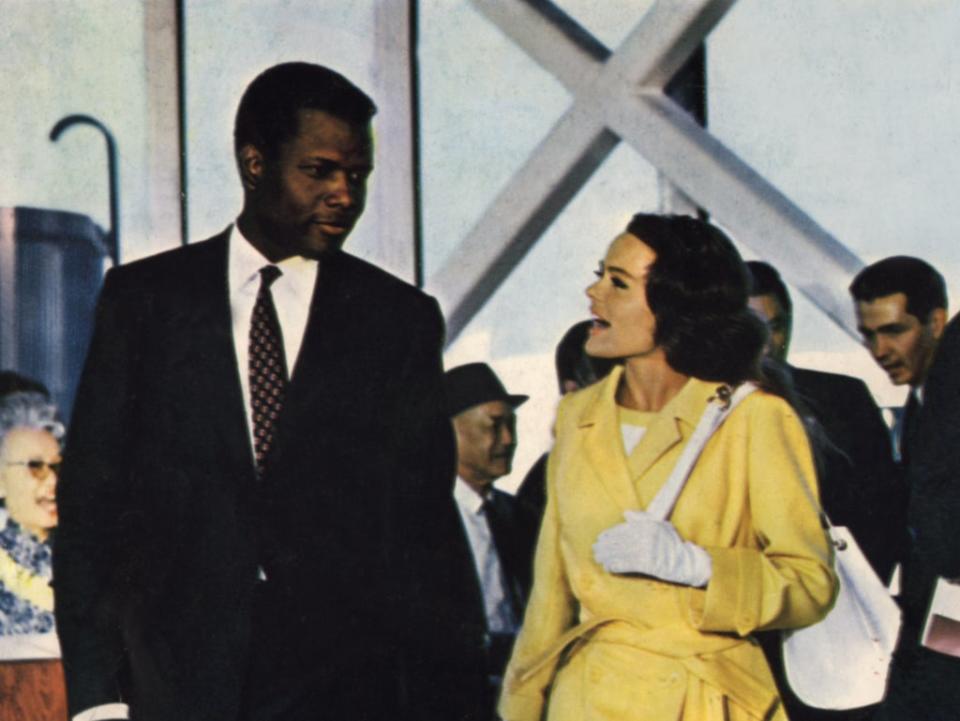 Sidney Poitier and Katharine Houghton in 1967 film ‘Guess Who’s Coming to Dinner’ (Columbia/Kobal/Shutterstock)