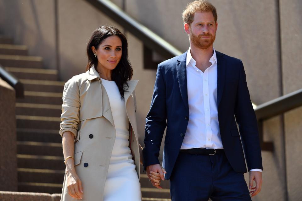 Meghan and Harry announced the pregnancy on the first day of their royal tour of Australia in October 2018 [Photo: Getty]