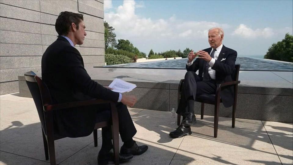 PHOTO: ABC News' David Muir sat down exclusively with President Joe Biden in Normandy, France, on the 80th anniversary of D-Day on June 6, 2024. (ABC News)