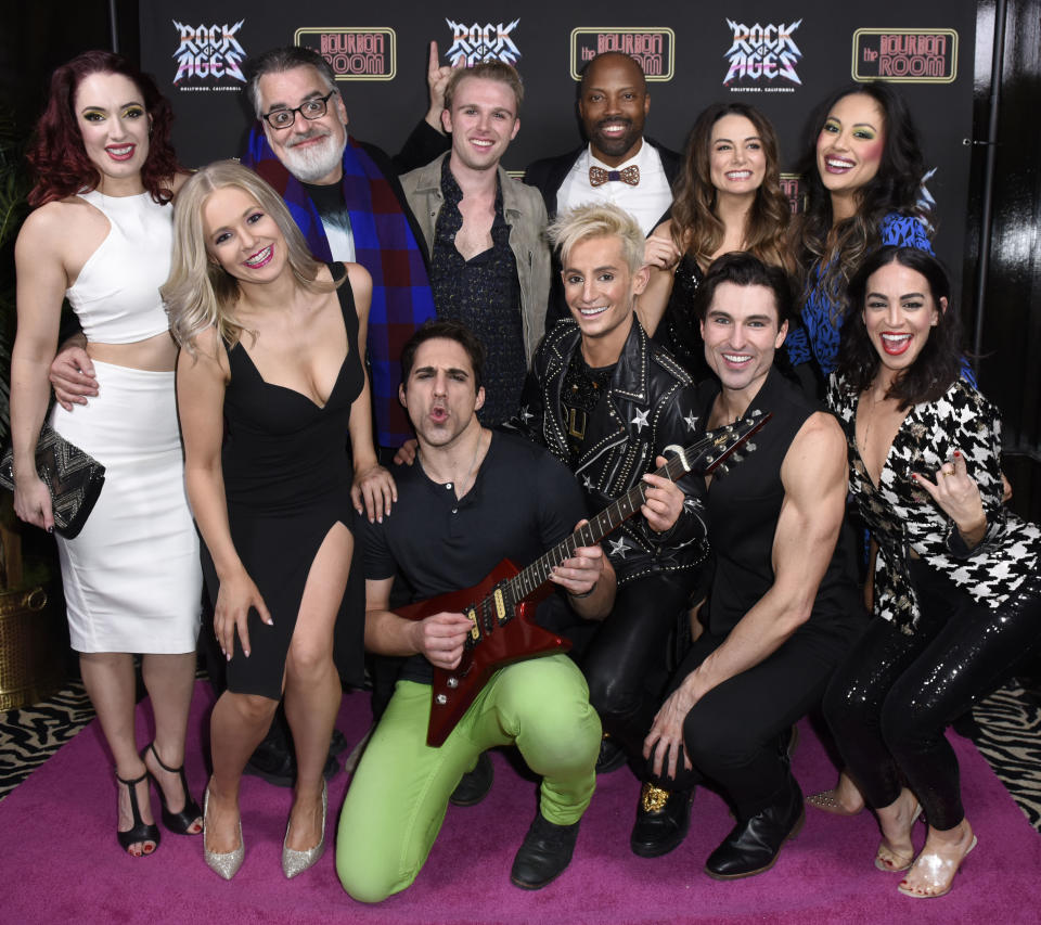 Frankie Grande and the cast of 'Rock of Ages' at Hollywood's Bourbon Room. (Photo: Vivien Killilea/Getty Images for Rock of Ages Hollywood)