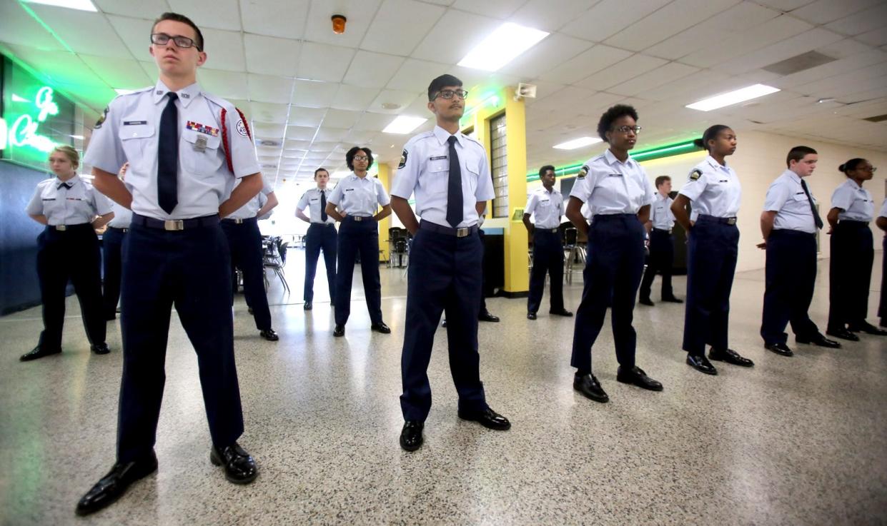 Crest and Shelby JROTC students prepare for inspection at Crest High School in this 2019 Star photo.