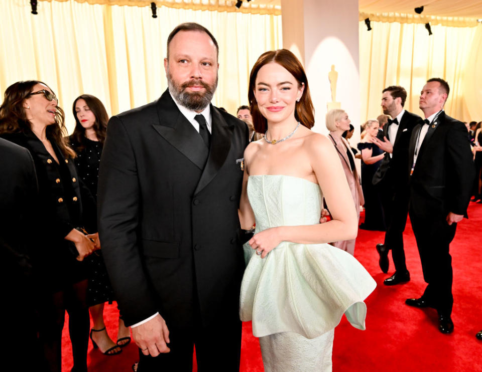 Yorgos Lanthimos and Emma Stone at the 96th Annual Oscars held at at the Ovation Hollywood on March 10, 2024 in Los Angeles, California. (Photo by Michael Buckner/Variety via Getty Images)