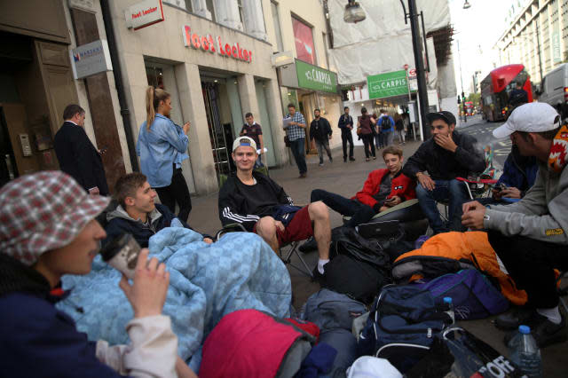 People camp on Oxford Street for Kanye's new trainers
