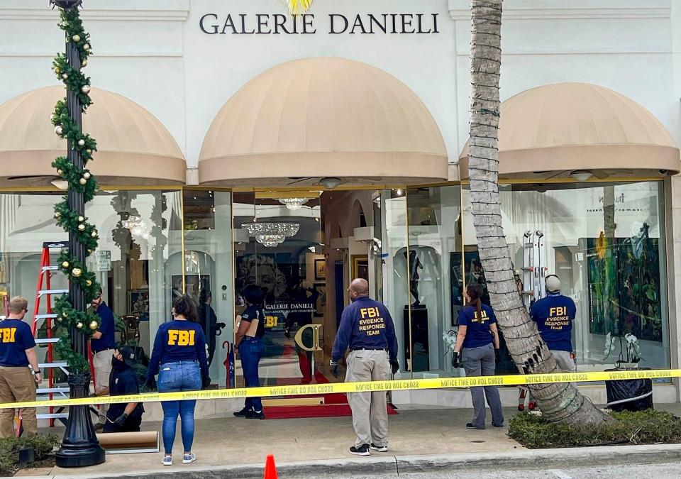 Galerie Danieli, a fine arts gallery at 226a Worth Avenue, was raided by government agents from the FBI and IRS in December.