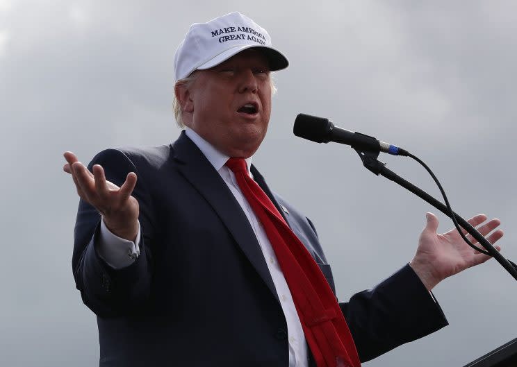 Trump speaks during a campaign rally in Lakeland, Fla., on Oct. 12, 2016. (Joe Raedle/Getty Images)