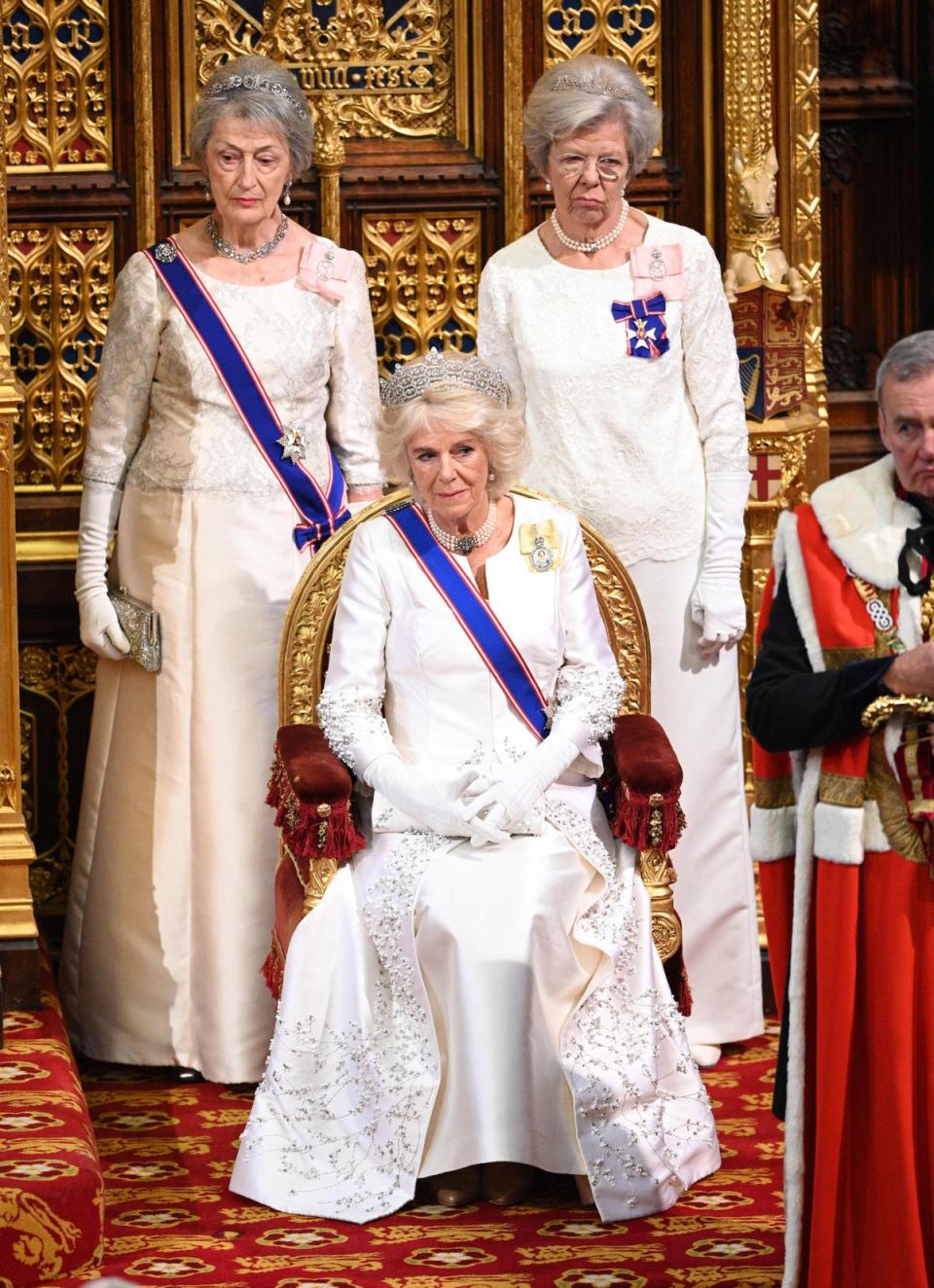 Lady Susan Hussey (left) attends State Opening of Parliament, 2019 (POOL/AFP via Getty Images)