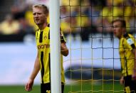 Dortmund's midfielder Andre Schuerrle (L) on August 27, 2016