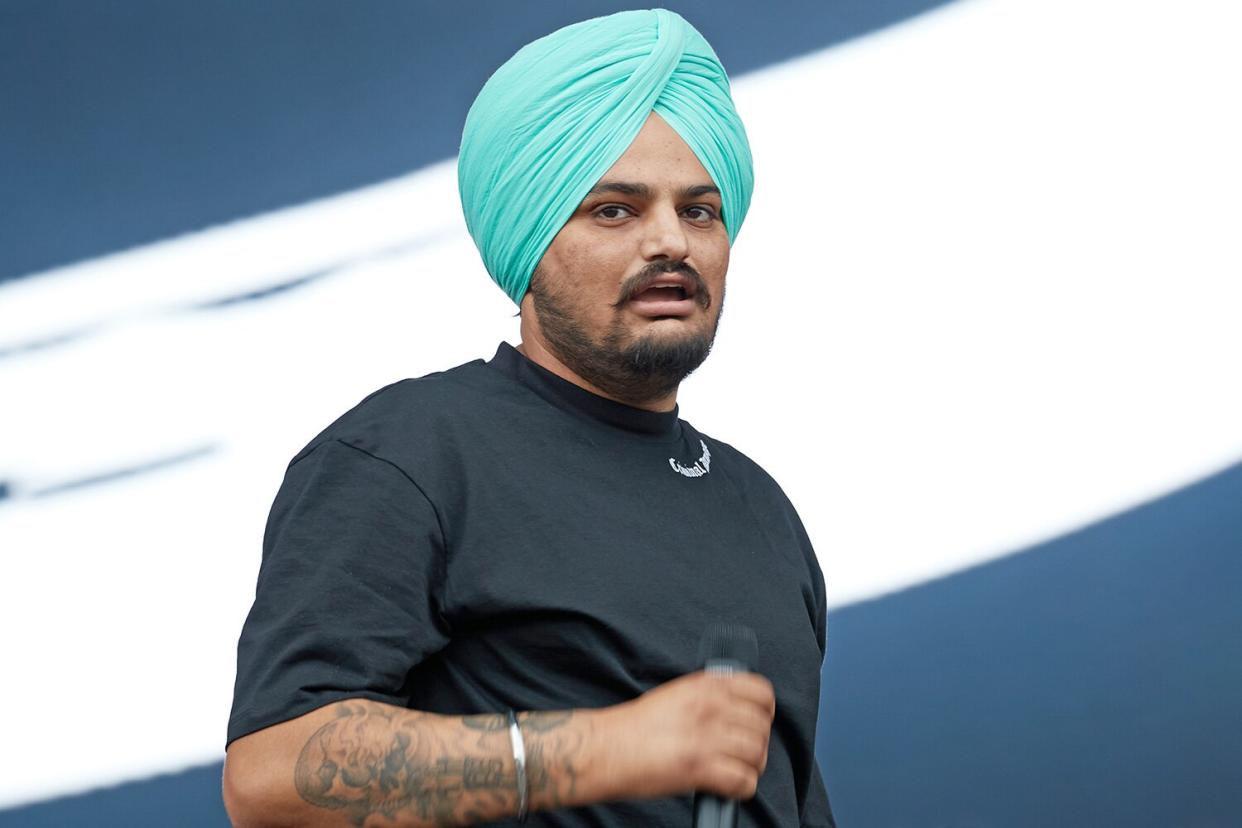 LONDON, ENGLAND - SEPTEMBER 12: (Editorial Use Only) Sidhu Moose Wala performs during day 3 of Wireless Festival 2021 at Crystal Palace on September 12, 2021 in London, England. (Photo by Burak Cingi/Redferns)