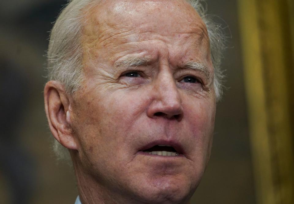 US President Joe Biden speaks about the American Rescue Plan from the Roosevelt Room of the White House in Washington, DC, on February 27, 2021. (Andrew Caballero-Reynolds/AFP via Getty Images)