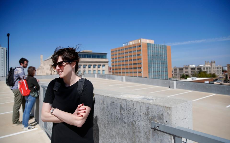 Kelly Kerwin, artistic director of Oklahoma City Repertory Theater, talks about the guided audio tour offered with OKC Rep's "Of a Mind: Oklahoma City" in Oklahoma City, Friday, April, 15, 2022.