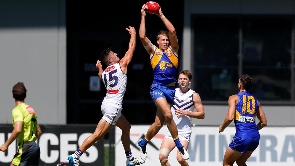 Oscar Allen, pictured here during the AFL practice match between West Coast Eagles and Fremantle.