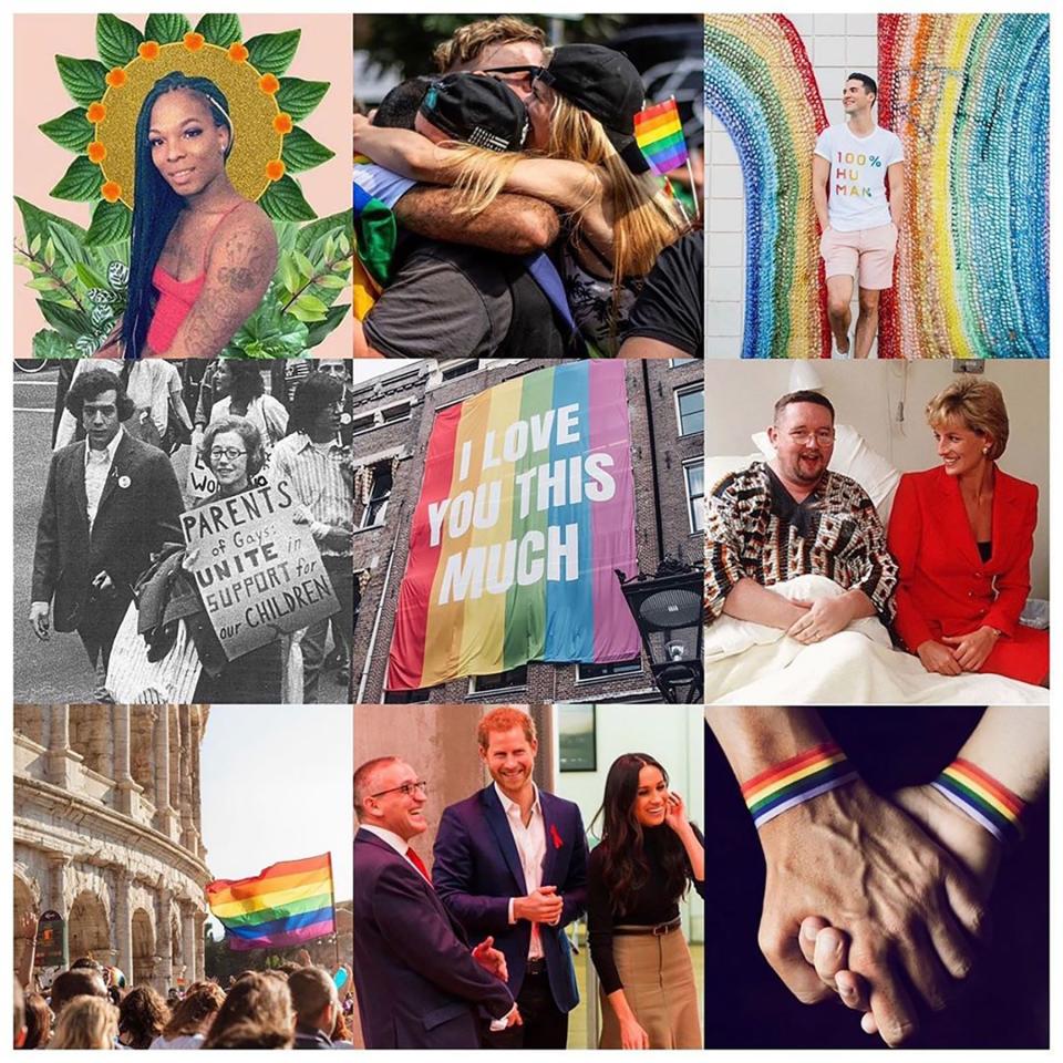 The royal couple is shining a light on Pride Month by sharing their favorite LGBTQ support groups on Instagram. "This month we pay tribute to the accounts supporting the LGBTQ+ community - those young and old, their families and friends, accounts that reflect on the past and are hopeful for a deservedly more inclusive future," the new parents captioned a <a href="https://www.instagram.com/p/ByJ6k3LlSfE/" rel="nofollow noopener" target="_blank" data-ylk="slk:photo collage;elm:context_link;itc:0;sec:content-canvas" class="link ">photo collage</a> of images from the accounts they are following, and artist Ruben Guadalupe Marquez. A few of the LGBTQ groups they've chosen to highlight include the <a href="https://www.instagram.com/humanrightscampaign/" rel="nofollow noopener" target="_blank" data-ylk="slk:Human Rights Campaign;elm:context_link;itc:0;sec:content-canvas" class="link ">Human Rights Campaign</a>, <a href="https://www.instagram.com/pflag/" rel="nofollow noopener" target="_blank" data-ylk="slk:PFLAG;elm:context_link;itc:0;sec:content-canvas" class="link ">PFLAG</a>, <a href="https://www.instagram.com/trevorproject/" rel="nofollow noopener" target="_blank" data-ylk="slk:Trevor Project;elm:context_link;itc:0;sec:content-canvas" class="link ">Trevor Project</a> and <a href="https://www.instagram.com/itgetsbetter/" rel="nofollow noopener" target="_blank" data-ylk="slk:It Gets Better;elm:context_link;itc:0;sec:content-canvas" class="link ">It Gets Better</a>. Meghan and Harry concluded their post by saying, "We stand with you and support you 🌈 Because it’s very simple: love is love."