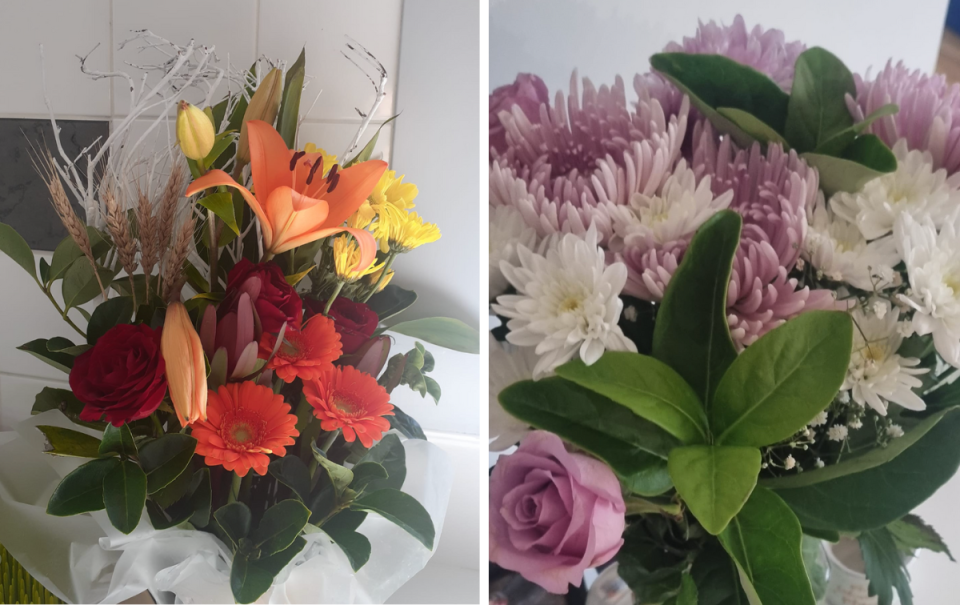 Two bunches of Woolworths flowers