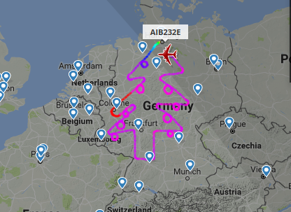 The test flight is for an Airbus A380 (Flightradar)