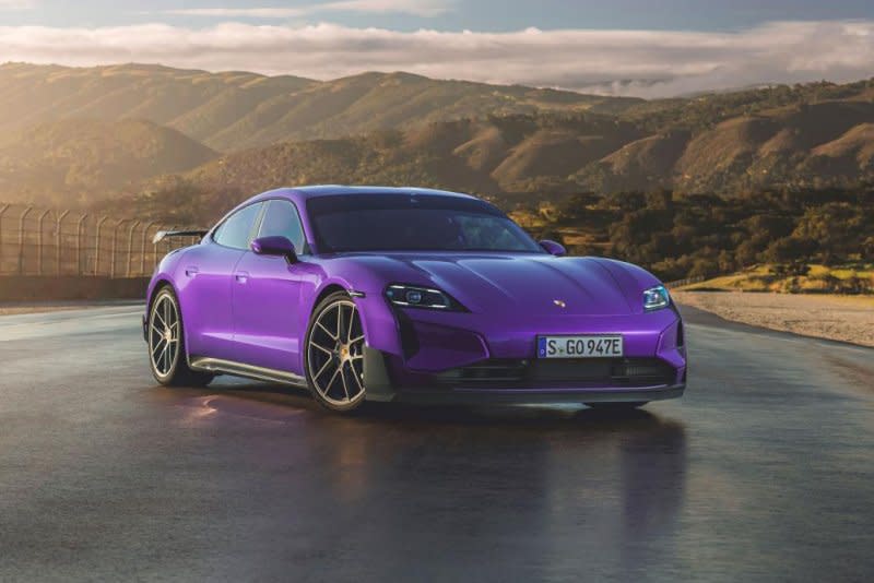 Porsche unveiled its new 1,093-horsepower Taycan Turbo GT on Monday. The luxury electric sports car has already broken two racetrack records for an electric car as it accelerates from zero to 60 in 2.1 seconds with the help of a “launch control” button. Photo courtesy of Porsche
