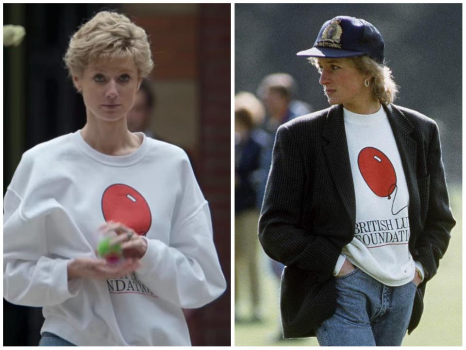 princess diana red balloon sweater the crown