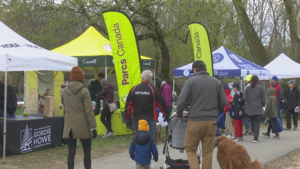 Attendees of the Earth Day celebration at Windsor's Malden Park on April 21, 2024.