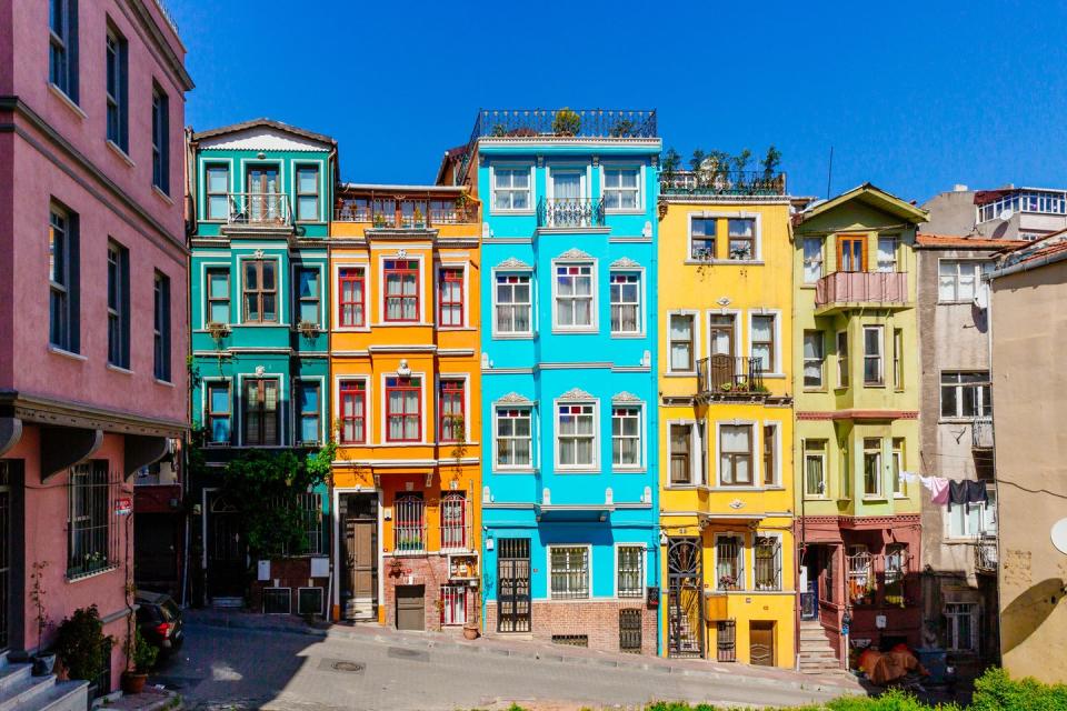 vibrant colorful houses in istanbul, turkey