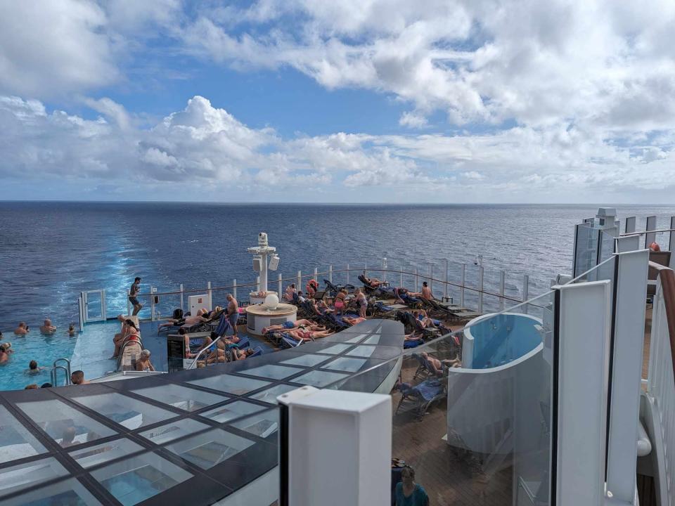 Deck chairs on Arvia cruise ship