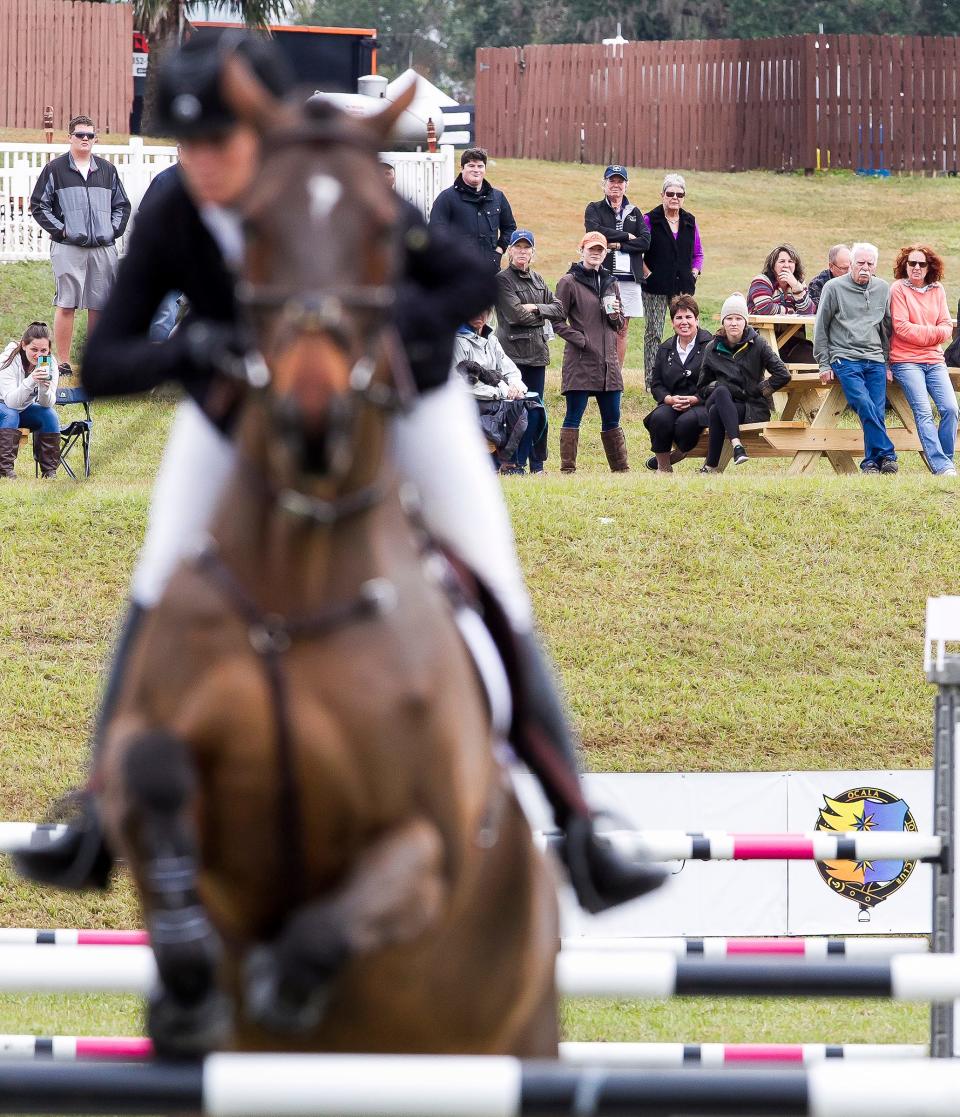 This file photo from Nov. 19, 2017, shows spectators watching a show jumping event during the Ocala Jockey Club International 3-Day Event.