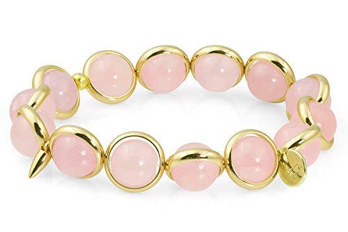 Rose Quartz 10mm Smooth Stone Bead Handmade Bracelet for Women