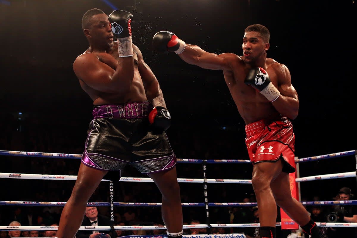 Joshua knocked out Whyte in 2015, and the pair were due for a rematch this week (PA Archive)