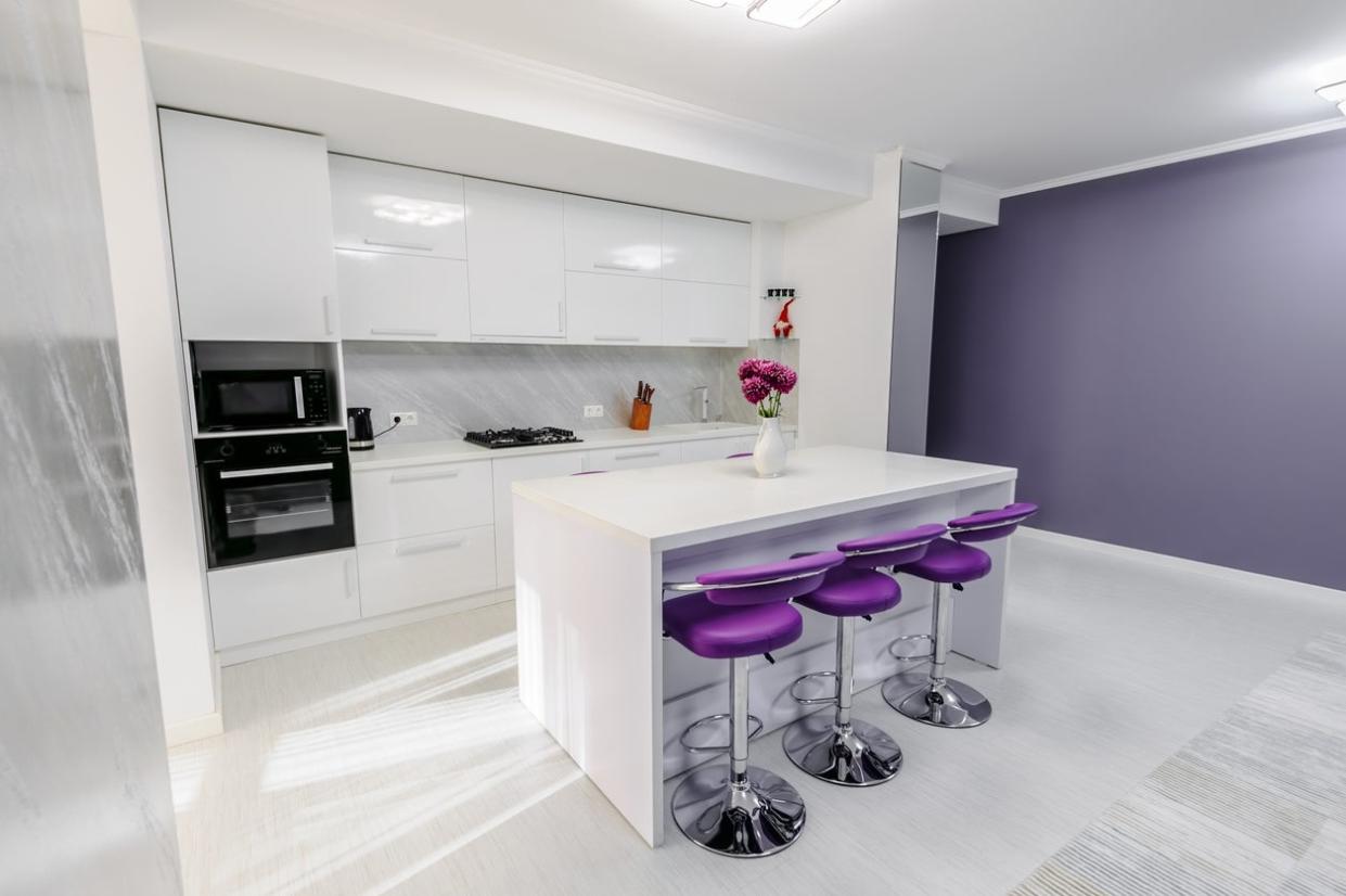 white dining table in modern kitchen