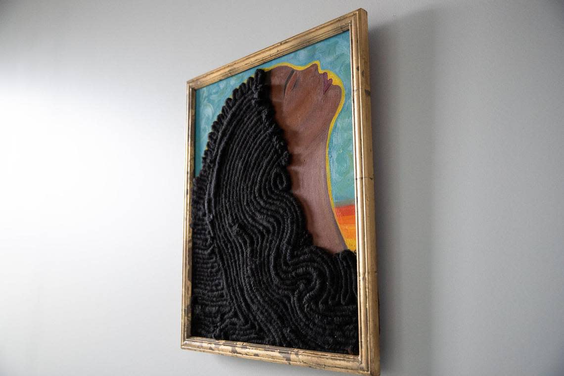 Christa Rice utilizes different materials within her art such as yarn and wire to display the broad range of complex hair textures Black women have. Kylie Graham/Special to The Star