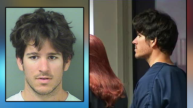 Joshua James, 24, faces up to five years in prison in convicted on an assault charge for throwing a live alligator through a Wendy's drive-thru window. (Palm Beach County Jail via WPTV-TV)