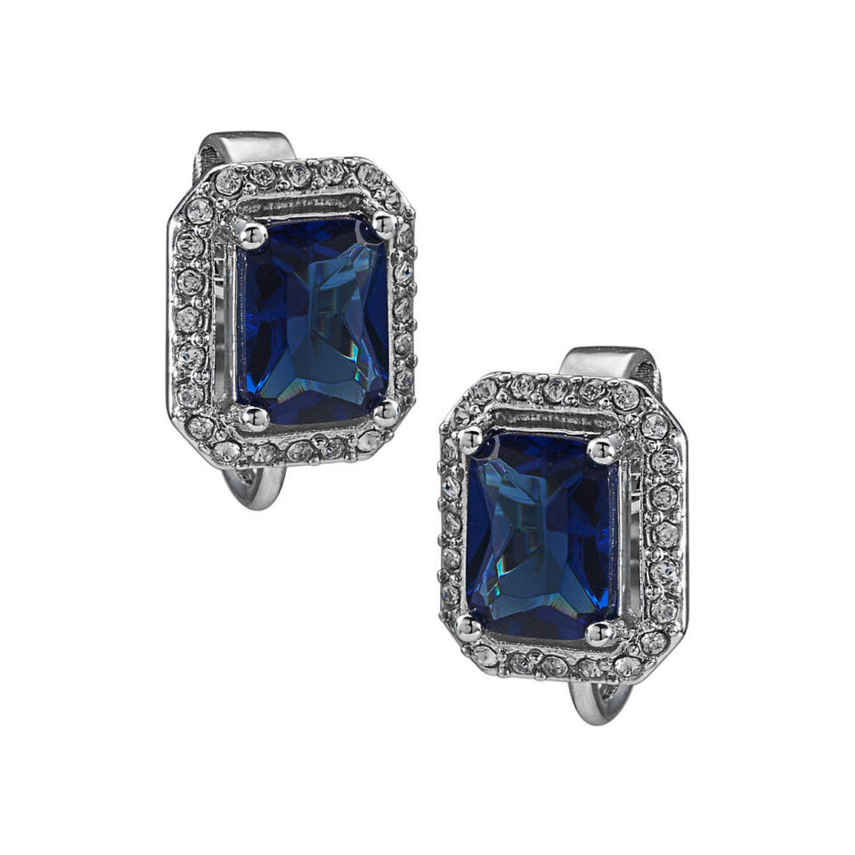 Deep Blue Crystal Clip-On Earrings